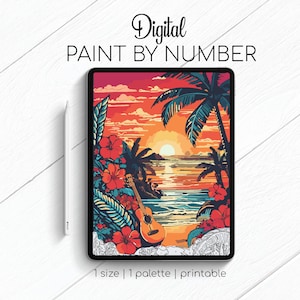 Ocean Paradise - Paint By Number for Procreate - Color By Numbers Digital Kit - Brain Yoga
