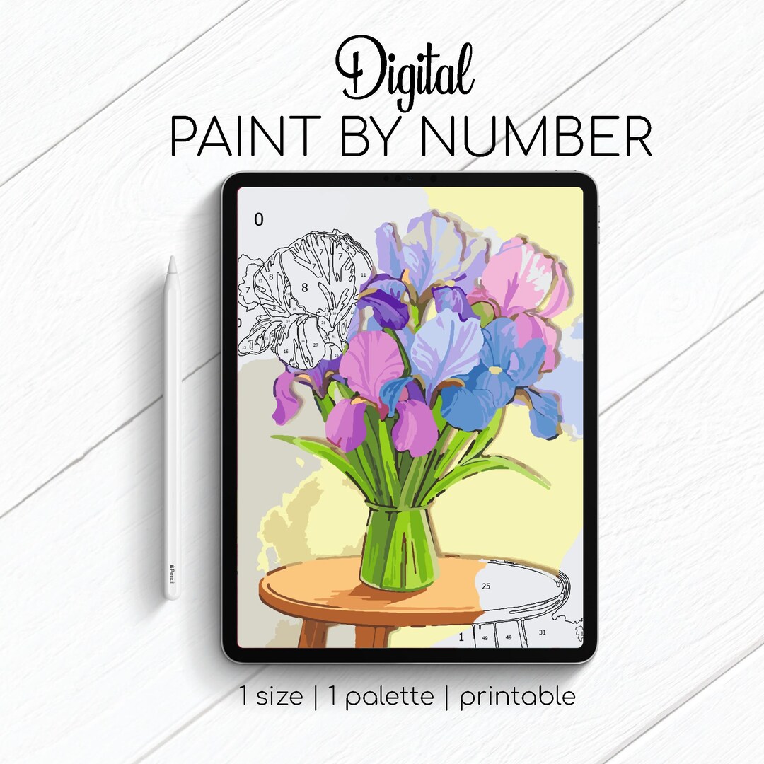 Iris Flowers - Floral - Paint by Number for Procreate - Color by ...