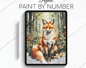 Fox in the Forest - Paint By Number for Procreate - Color By Numbers Digital Kit - Brain Yoga