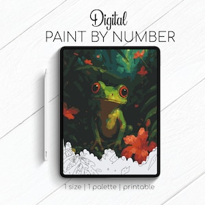 Cute Tropical Frog - Paint By Number for Procreate - Color By Numbers Digital Kit - Brain Yoga