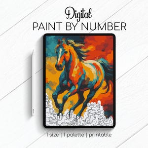 Horse Run - Paint By Number for Procreate - Color By Numbers Digital Kit - Brain Yoga