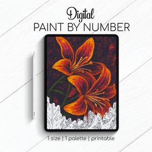 Vibrant Lilies - Paint By Number for Procreate - Color By Numbers Digital Kit - Brain Yoga