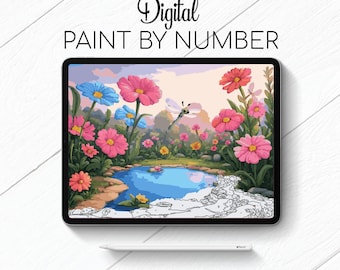 Magic Valley - Paint By Number for Procreate - Color By Numbers Digital Kit - Brain Yoga