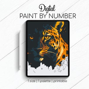 Leopard in the Dark - Paint By Number for Procreate - Color By Numbers Digital Kit - Brain Yoga