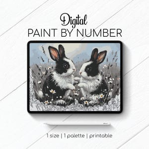 Cute Rabbits - Paint By Number for Procreate - Color By Numbers Digital Kit - Brain Yoga