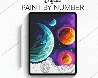 Deep Space - Paint By Number for Procreate - Color By Numbers Digital Kit - Brain Yoga