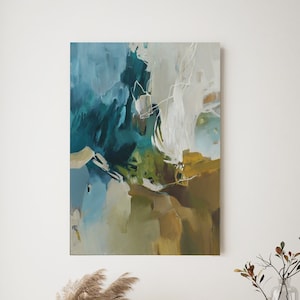 Teal Print | Teal Brown Green art | Abstract Green Blue Broen | Brown Blue Green art | Blue Green Beige canvas |Abstract Brown Teal | Melody