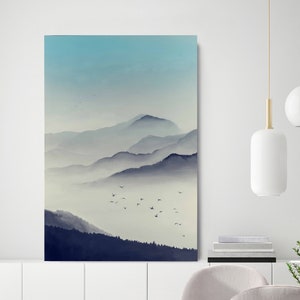 Print Landscape Blue | Wall art Landscape Minimal | Print Blue Landscape | Landscape Wall art | Landscape mountains wall art | Morning Haze