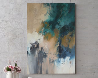 Abstrakter Print petrol | Abstrakte Kunst für zu Hause Blaugrüner abstrakter Druck | Abstraktes Grün Wandbild | Poster Grün Abstrakt Wandkunst | Konsonanz 4