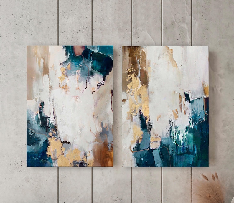 Print Teal and Gold | Abstract Printable Art Navy Blue and Gold Wall ...
