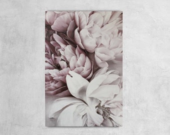 Bloemen afdrukken | Pioenrozen afdrukken | Romantische bloemen muurkunst | Felle bloemen muurkunst | Originele pioenrozenprint op canvas | Paarse pioenrozen