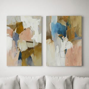 Print Pink Blue abstract | Abstract Pink blue Poster set of 2 | Pink Blue abstract set of 2 | Diptych Pink Blue wall art | Melody set 3
