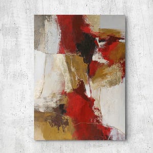 Print  Red Gold abstract | Red Gold Gray Canvas art | Red abstract | Red Gold Burgundy wall art | Reddish art | Red and Gold Art | Tango