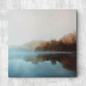 Print Landscape | Landscape oil poster | River canvas | Landscaping printable art | Landscape wall art | River printed painting |Morning fog