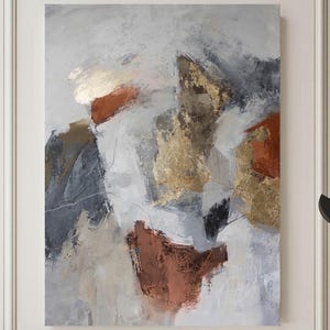 Posterdruck Terrakotta und Grau Abstrakt | Rost Gold Grau Original Kunstwerk | Moderne neutrale Wand Dekor grau Rost | Poster braun grau | Orange Blei