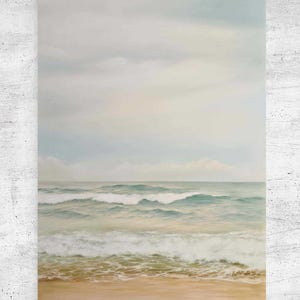 Impresión de mar / Pintura al óleo de paisaje marino / Arte mural de paisaje marino / Paisaje marino minimalista / Arte imprimible de paisaje marino / Póster de paisaje / Arte costero / Sereno