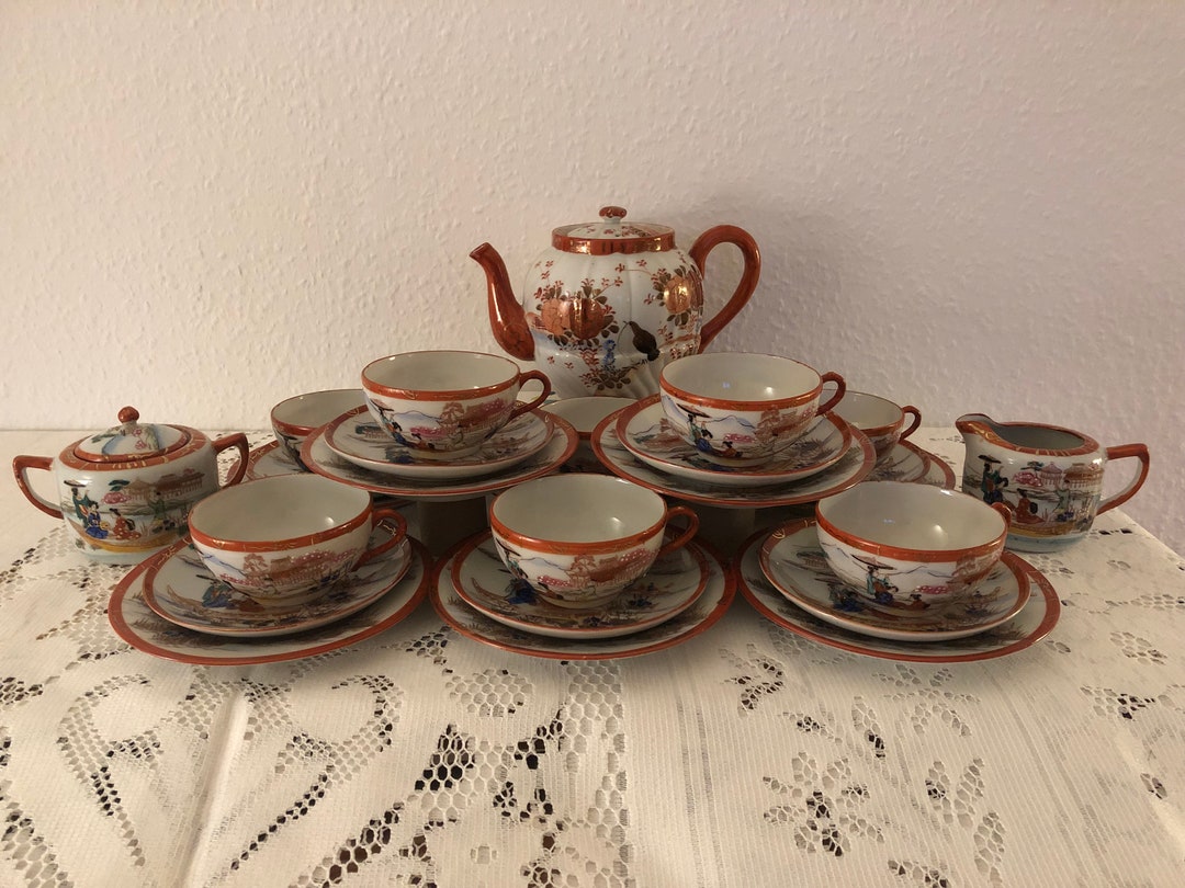 Very Large Vintage Geisha Tea Set Japanese Kutanistyle Etsy UK