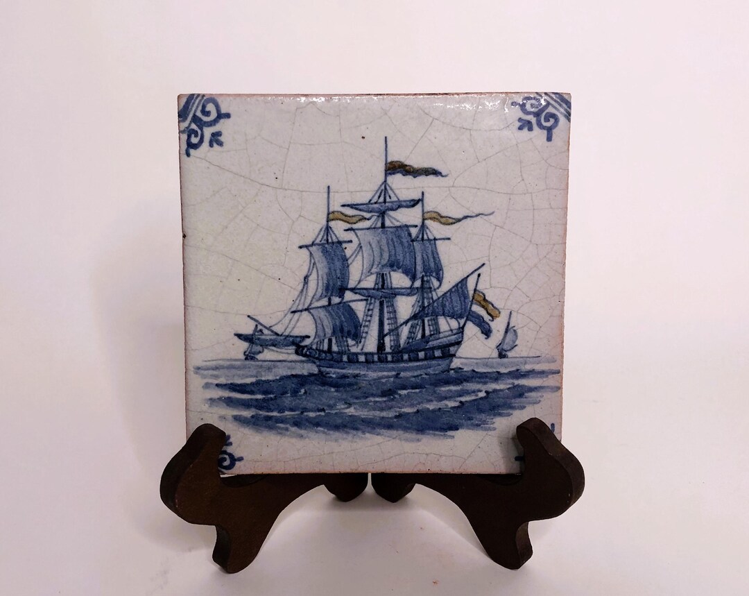 Antique Dutch Delft Tile, Sailing Ships Motif, 18th Century, Maritime ...