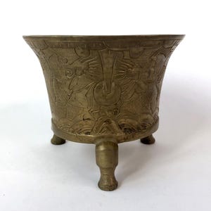 Antique Chinese Incense Burner, Bronze/Brass, Dragons Chasing Flaming Pearl, Hand-Crafted, Qing Dynasty/Republic, H: 9 Cm
