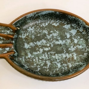 Michael Andersen & Son, Rare Fish-Shaped Ceramic Dish/Tray, Light Blue, Petrol And Brown, Marked, 1960s, Mid-Century Modern, L: 22 Cm