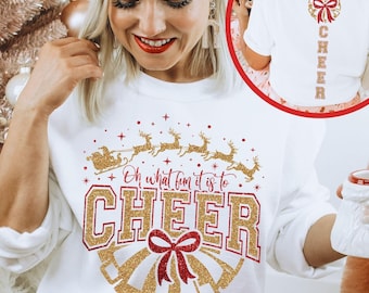 Oh What Fun it is to Cheer Svg Png, Christmas Cheer Svg, Christmas Svg, Cheerleader Christmas Ornament Svg, Svg Files For Cricut, Cheer Svg
