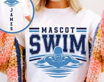 Swim Team Mascot SVG, Shirt Design Template (Digital Download)