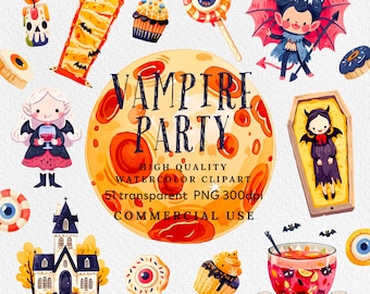 Clipart de Vampiro: Conjunto PNG de Halloween Assustador (Download Digital)