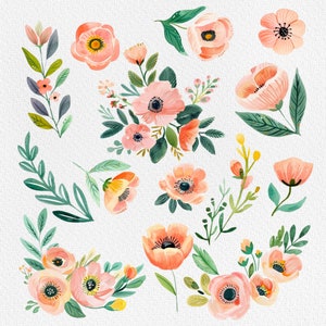Pu&ograve; includere: Un'illustrazione digitale di fiori rosa e bianchi con foglie e steli verdi. I fiori sono disposti in una variet&agrave; di motivi e dimensioni, creando un design fantasioso e delicato.