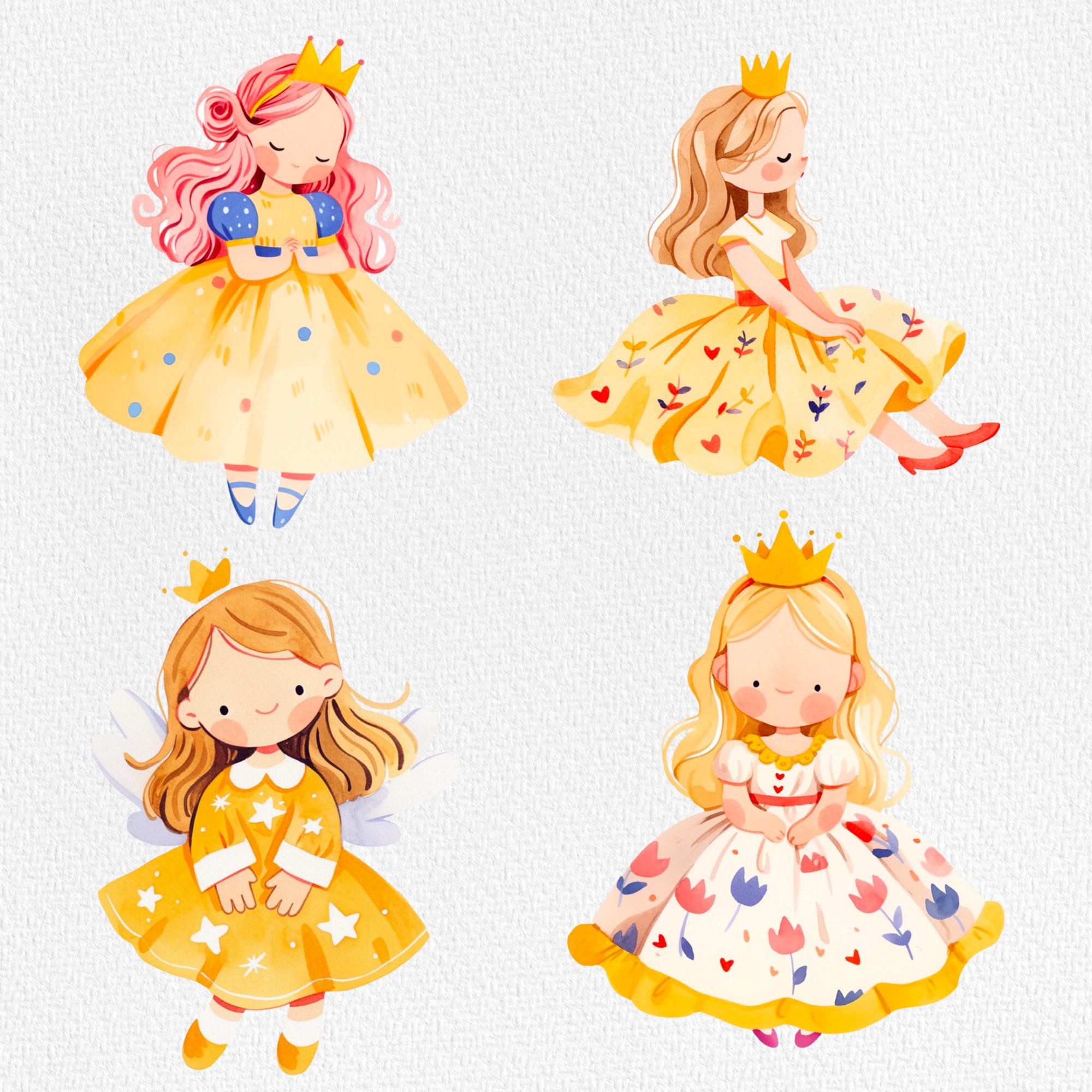 Watercolor Princess Clipart: Nursery Decor PNG (digital Download) - Etsy