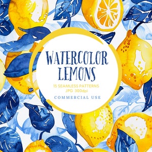 Motif citron, papier numérique d'été, papier numérique de citron, motifs floraux d'été, papier de scrapbooking, papier pour la fabrication de cartes, arrière-plan citron.