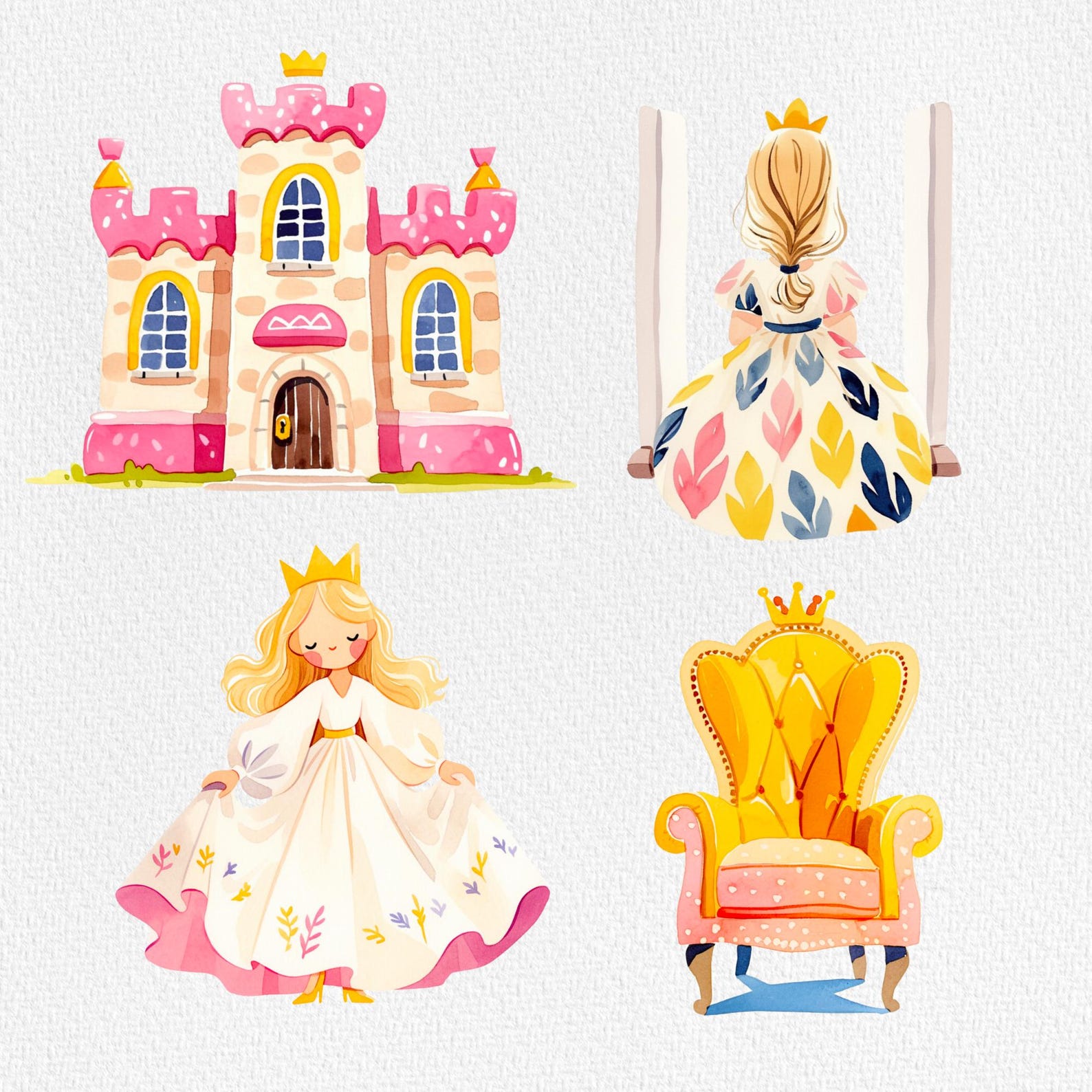 Watercolor Princess Clipart: Nursery Decor PNG (digital Download) - Etsy