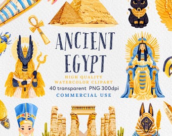 Ancient Egypt Clipart: Pharaohs, Pyramids, Travel Graphics (PNG, Commercial Use)