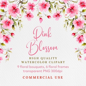 Sakura Clipart, Watercolor Cherry Blossoms Clipart, Floral branches, Spring Floral Pink Fresh Bouquets, Premade clipart, Japanese sakura png