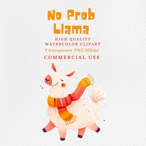 Llama Clipart, Llama Clipart Bundle, Cute Alpaca Clipart, Llama Birthday Clipart, Fiesta, Colorful, Decorated Llama, Boho Llama, Llama PNG.