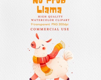 Lama Clipart, Lama Clipart Bundle, süßes Alpaka Clipart, Lama Geburtstag Clipart, Fiesta, bunt, dekoriertes Lama, Boho Lama, Lama PNG.