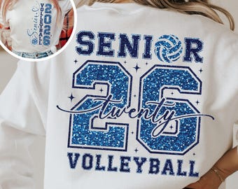Senior volleybal 2026 SVG-png: volleybal moedershirtontwerp (digitale download)