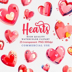 Aquarell Herzen Clipart, Herz PNG, Babyparty, Hochzeitsdekor, original handgemalt, Hintergrund PNG, kostenlose kommerzielle Nutzung
