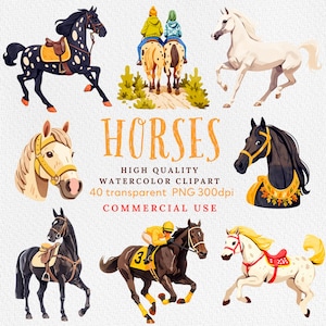 Cavalo clipart PNG, Cavalos clipart em aquarela, Raças de cavalos, Clipart ocidental, Cavalos clipart esportivos, Várias raças de cavalos, Uso comercial.