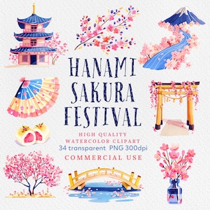 Imágenes prediseñadas de acuarela de flor de cerezo, paisaje floral de acuarela PNG, imágenes prediseñadas de flores de color rosa pastel, Festival de Sakura Hanami Japón PNG