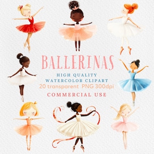 Ballerina Clipart Set - Ballett Tanz Clip Art für Kinderzimmer Wandkunst, Kinder Party lädt ein, Babyparty - Kommerzielle Nutzung Transparent PNG