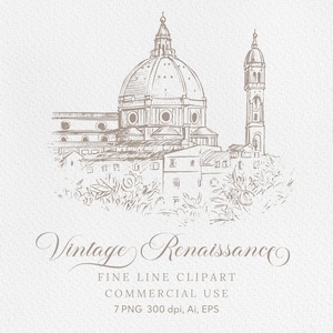 Imágenes prediseñadas de línea fina renacentista, lugar de celebración de Cherub en Italia, imágenes prediseñadas de boda de bellas artes, imágenes prediseñadas vectoriales AI EPS, descarga instantánea, boceto PNG, victoriano.