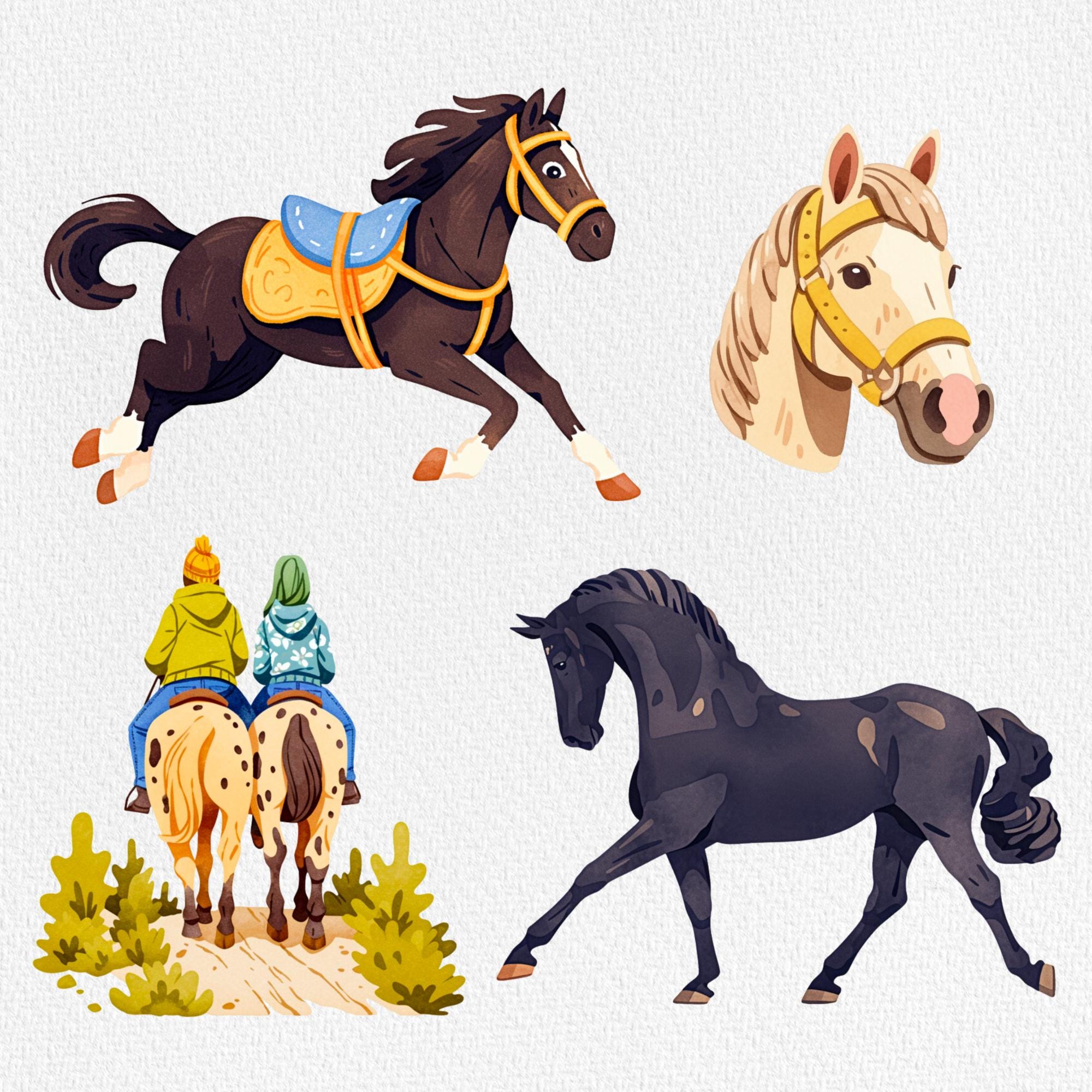 Horse Clipart PNG, Watercolor Horses Clipart, Horse Breeds, Western ...