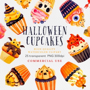 Halloween Cupcakes Clipart, Halloween Clipart, Halloween png, Party Clipart, Cupcakes Clipart, Halloweendekoration, Kommerzielle NUTZUNG.
