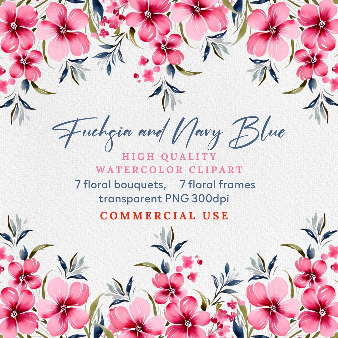 Pink Flower PNG, Watercolor Pink Floral Clipart, Fuchsia Pink Flower ...