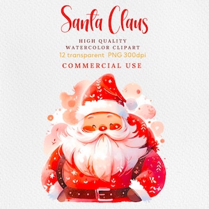 Clipart père Noël aquarelle Clipart Noël père Noël aquarelle Clipart père Noël cliparts Bundle cliparts père Noël aquarelle hiver PNG