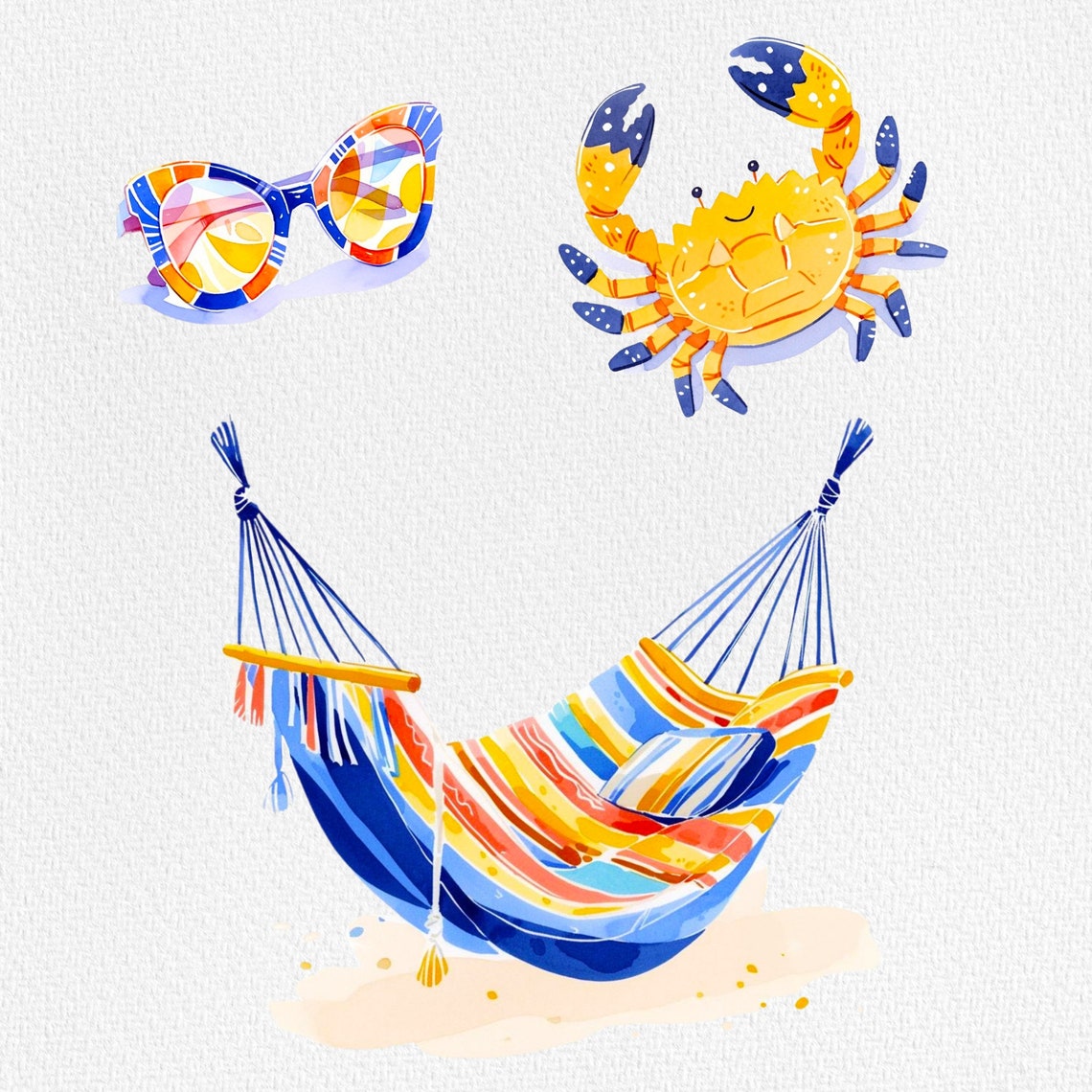 Watercolor Summer Vacation Clipart: Travel Graphics (PNG) - Etsy