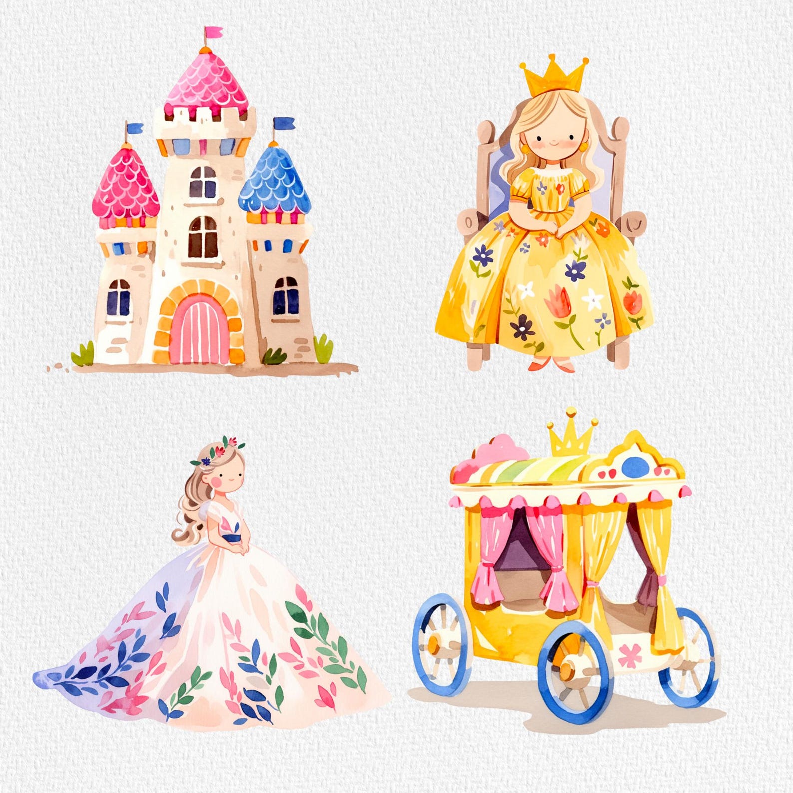 Watercolor Princess Clipart: Nursery Decor PNG (digital Download) - Etsy