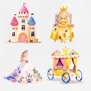 Watercolor Princess Clipart: Nursery Decor PNG (digital Download) - Etsy