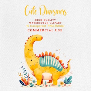 Dinosaurs Watercolor Clipart, Cute Dino clip art, colorful dinosaur PNG, Kids Dino Clipart PNG, Watercolor Dino Clipart, Cute Dinosaurs PNG.