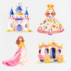 Watercolor Princess Clipart: Nursery Decor PNG (digital Download) - Etsy